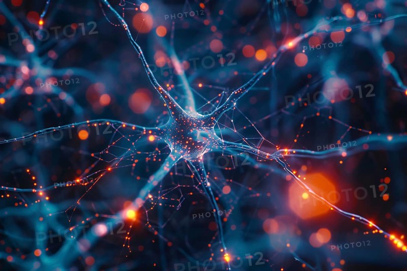 Futuristic neural network visualization. Generative Ai, AI generated