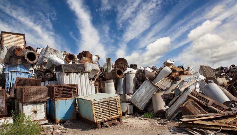 Symbolism, large junkyard with old radiators, AI-generated, AI-generated, AI generated