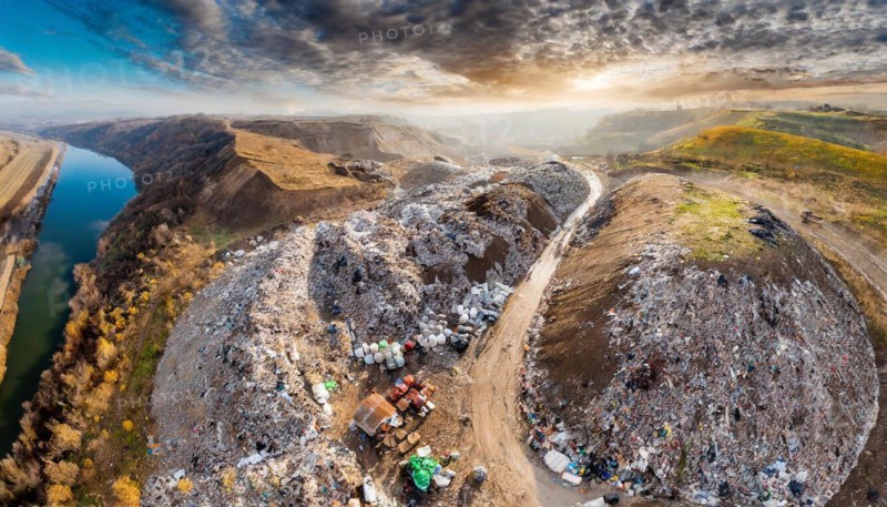 Symbolism, aerial view of a rubbish dump, AI-generated, AI-generated, AI generated