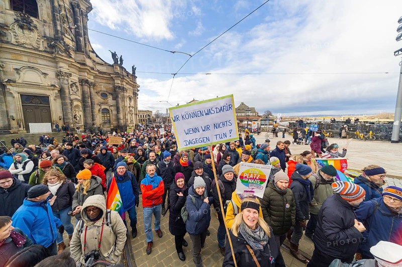 160 organisations and initiatives demonstrated against the right in Dresden on Saturday. Around 10, 000 participants marched from Theaterplatz in front of the Semper Opera House through the city centre, Dresden, Saxony, Germany, Europe