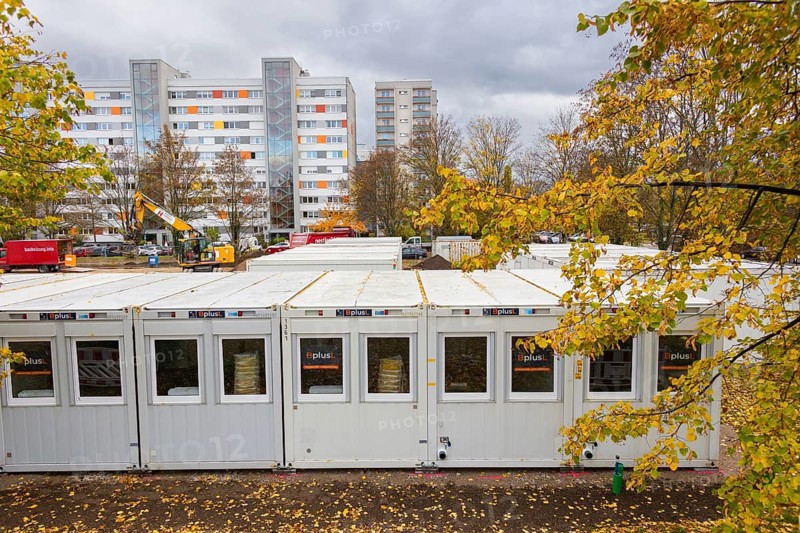 Living container for refugees, Dresden, Saxony, Germany, Europe