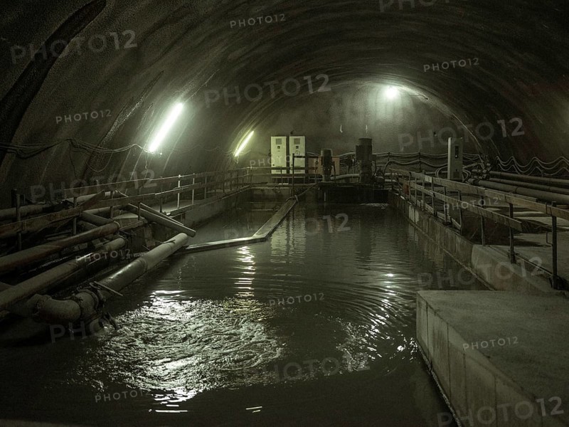 Cistern for pumping out water from the construction site in the H53 construction lot, Brenner Base Tunnel, Wolf, Tyrol, Austria, Europe