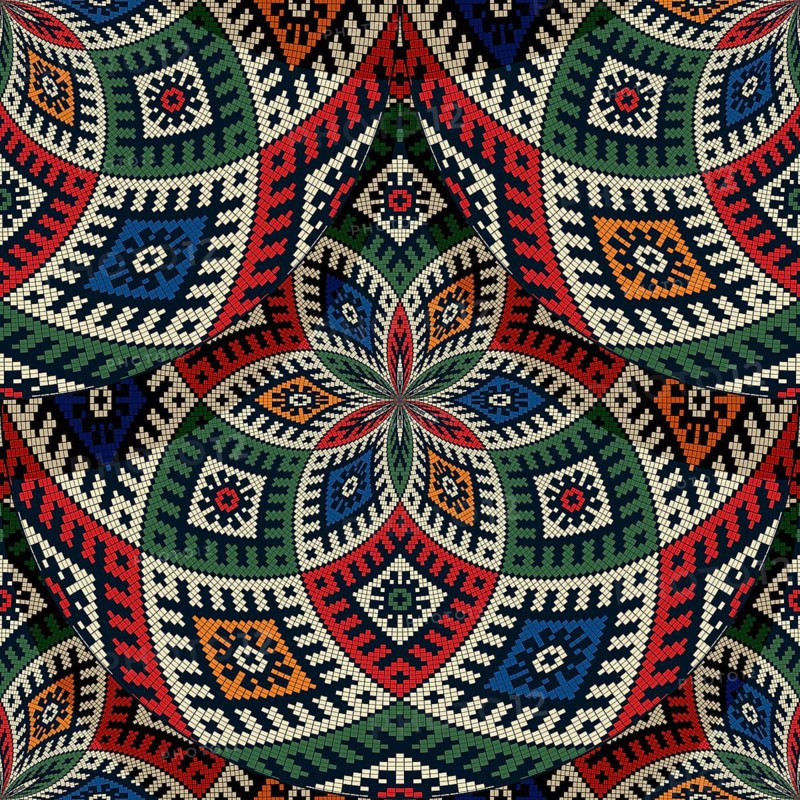 Seamless Latvian embroidery circular pattern, vector template for your design