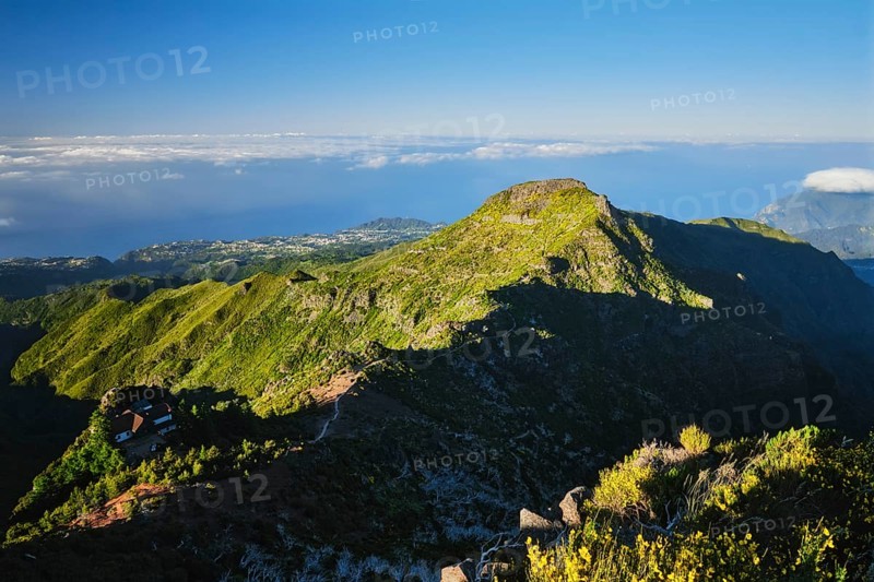 View from hike trail path to Pico Ruivo, Madeira