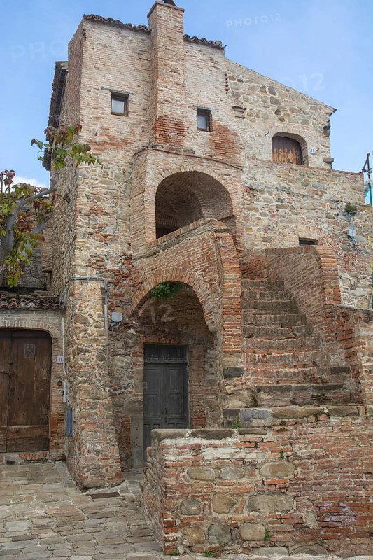 House at the square in Aliano, the very poor village in southern Italy that the writer Carlo Levi described in his book Christ stopped at Eboli. The book became a bestseller and was filmed. Aliano, Matera District, Basilicata, Italy, Southern Europe, Europe