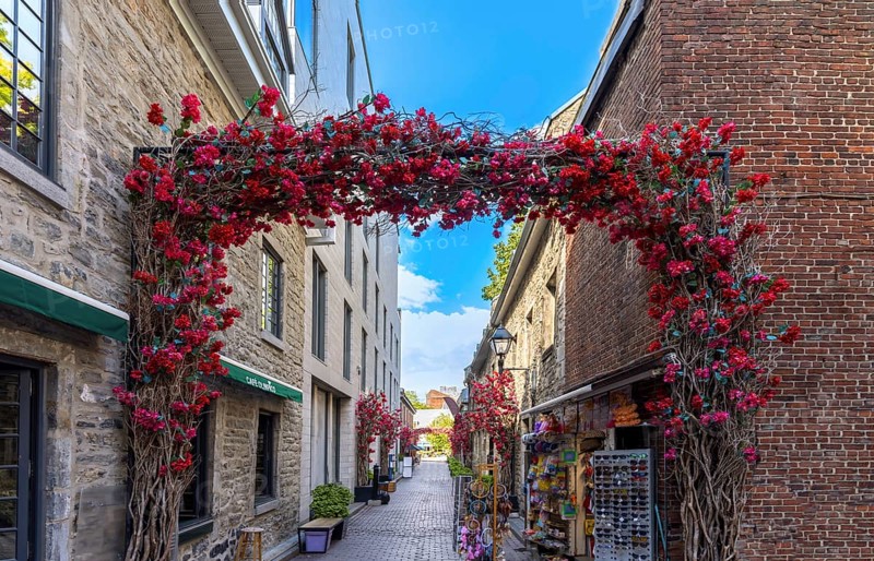 Quebec, Old Montreal, an historic town and the Old Port of Montreal. Famous tourist destination.