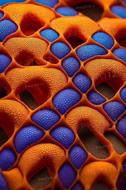 Nano material inspired by gecko feet with intricate patterns and vibrant colors representing adhesive properties, AI generated