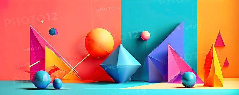 Modern abstract cover template with vibrant perspective 3d geometric prism shapes, AI generated