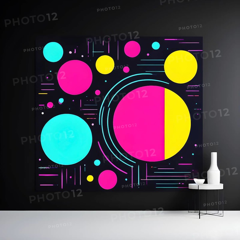 Abstract minimalist illustration theme in vibrant neon color accents symbolizing fun and ease, AI generated