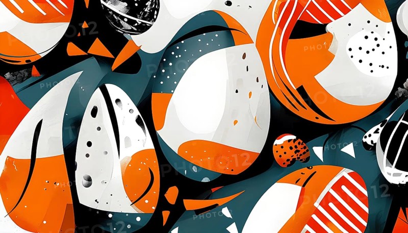 Illustration of an abstract Easter egg design with geometric patterns, bold colors, and a mix of textures, creating a modern and dynamic look, AI generated
