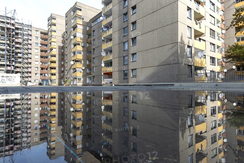 Renovation of numerous rental flats after several apartment buildings fell into disrepair due to extensive mould infestation, satellite town of Chorweiler in Cologne, North Rhine-Westphalia, Germany, Europe