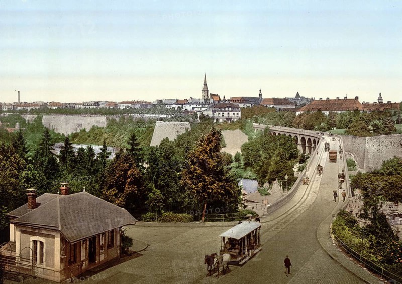The City of Luxembourg in the Grand Duchy of Luxembourg, View from 1885, Historical, digitally restored reproduction from a 19th century original, Record date not stated