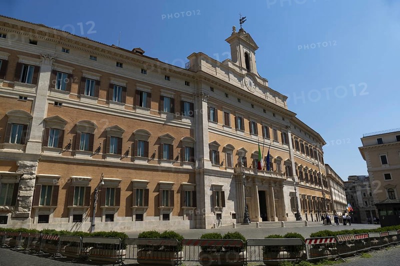 Palazzo Montecitorio, or Palazzo di Montecitorio, seat of the Chamber of Deputies of the Italian Parliament, Rome, Italy, Europe