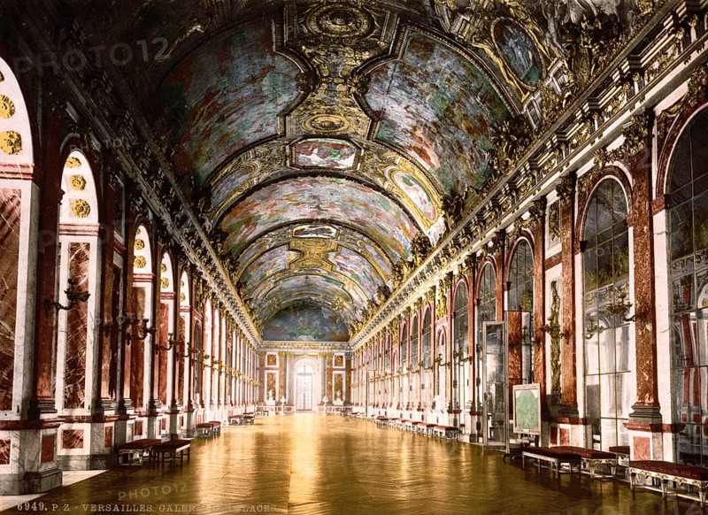 Hall of Mirrors in Versailles, France, ca 1890, Historical, digitally restored reproduction from a 19th century original, Record date not stated, Europe