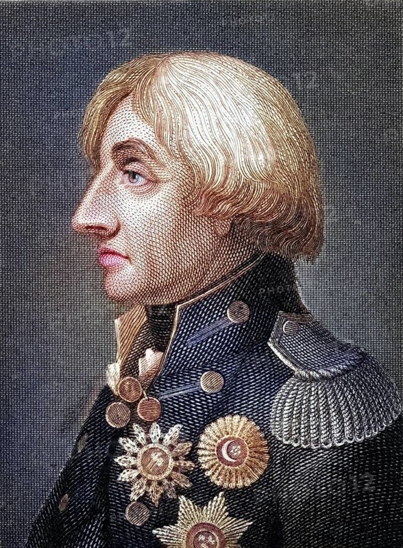 Horatio Nelson, Viscount Nelson, Lord Nelson, 1758-1805 British naval commander. 19th century print, engraved by Edward F. Finden from a painting by S. Dekoster., Historic, digitally restored reproduction from a 19th century original, Record date not stated
