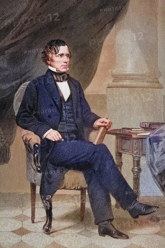 Franklin Pierce 1804 to 1869, 14th President of the United States 1853 to 1857, After a painting by Alonzo Chappel, Historic, digitally restored reproduction from a 19th century original, Record date not stated