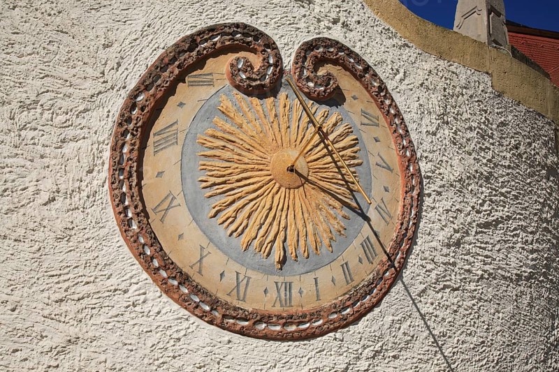 Oberschwappach Castle, sundial, Steigerwald, municipality of Knetzgau, district of Hassberge, Lower Franconia, Bavaria, Germany, Europe