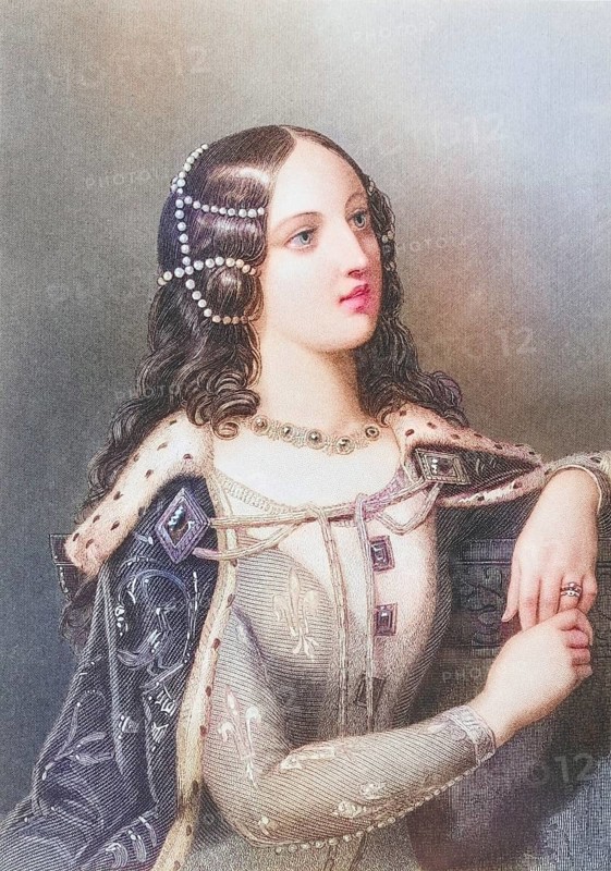Isabella of Valois, 1389-1409, second woman of King Richard II of England. Engraved by W. H. Mote after E. Corbould. From the book The Queens of England, Volume I by Sydney Wilmot. Published in London c. 1890, Historic, digitally restored reproduction from a 19th century original, Record date not stated