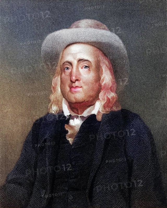 Jeremy Bentham 1748-1832, English philosopher, economist and theoretical jurist. From the book Gallery of Portraits, published in 1833, Historical, digitally restored reproduction from a 19th century original, Record date not stated