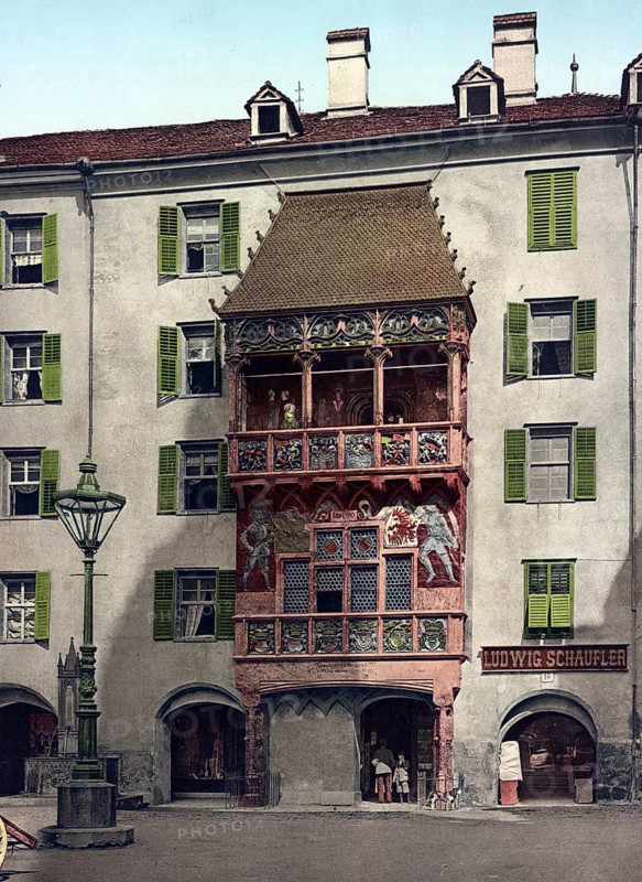 The Golden Roof in Innsbruck, Austria, Historical, digitally restored reproduction from a 19th century original, Record date not stated, Europe