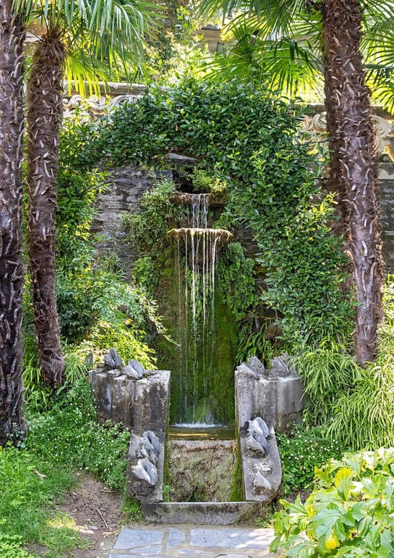 Waterfall, Villa Monastero, Varenna, Lake Como, Lago di Como, Italy, Europe