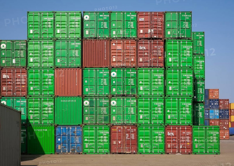 Duisburg, Ruhr area, North Rhine-Westphalia, Germany - Duisburg harbour, containers at the container terminal in Duisburg Ruhrort