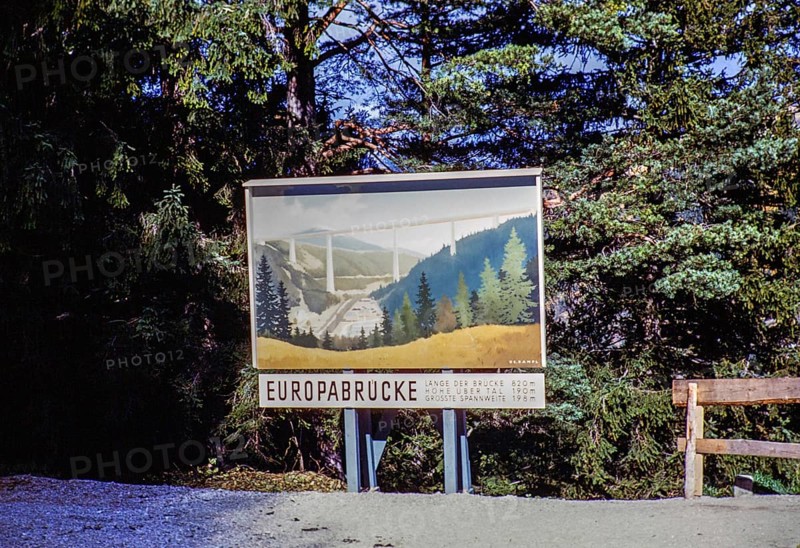 Poster Europabrücke, Europabrücke south of Innsbruck, Brenner motorway, Tyrol, Austria, Europe photographed 1960, Europe