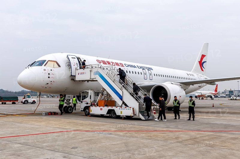 China Eastern's first COMAC C919 aircraft developed entirely in China with the registration B-919C at Tianfu Airport (TFU) in Chengdu, China, Asia