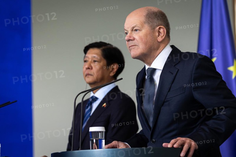 (R-L) Olaf Scholz, Federal Chancellor, and Ferdinand Marcos Jr, President of the Republic of the Philippines, pictured during a joint meeting in Berlin, 12 March 2024