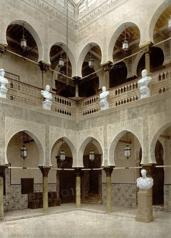 Interior view of the Governor's Palace, Algiers, Algeria, ca 1890, Historical, digitally restored reproduction from a 19th century original, Record date not stated, Africa