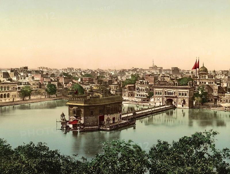 Amritsar. Golden Temple, India, digitally restored reproduction from a 19th century original, record date not stated, Amritsar. Golden Temple, India, digitally restored reproduction from a 19th century original, record date not stated, Asia