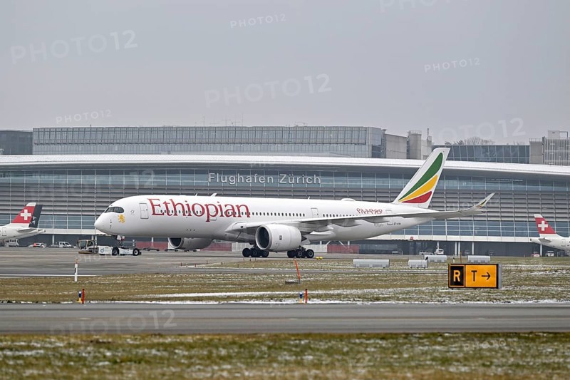 Aircraft Ethiopian Airlines, Airbus A350-900, ET-AYM, Zurich Kloten, Switzerland, Europe