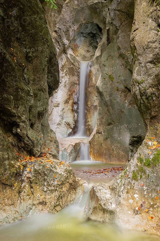 Heckenbach waterfall, The dripping eye of nature, Kochel am See, Bavaria, Germany, Europe