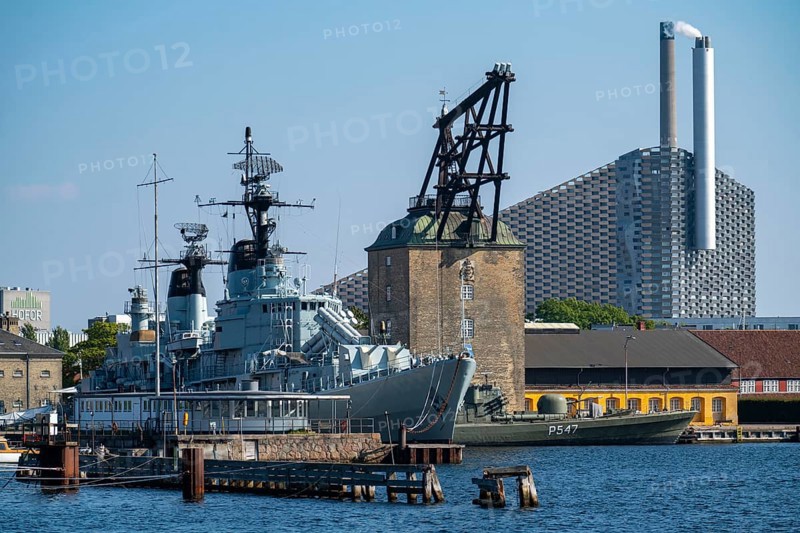 Museum ship, frigate Peder Skram, at the naval station Copenhagen on Nyholm, behind the Copenhill, Copenhagen, Denmark, Europe