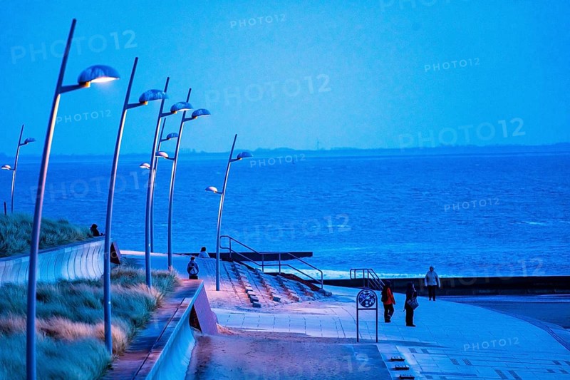Beach promenade, west beach, beach walk, beach, island, East Frisia, winter, season, autumn, Lower Saxony, Germany, Europe