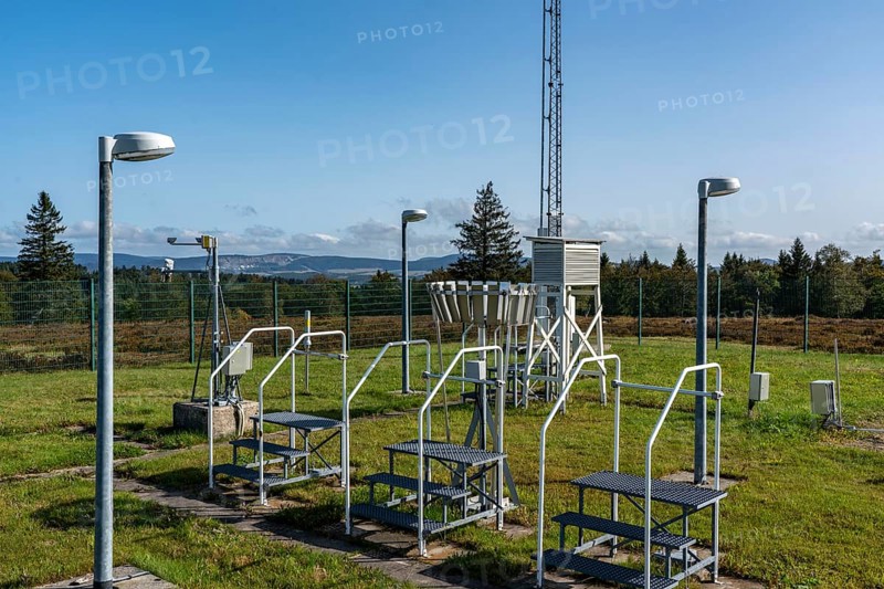 Weather station, of the German Weather Service, at the Astenturm, Kahler Asten, Rothaargebirge, Hochsauerlandkreis, Winterberg, Sauerland, North Rhine-Westphalia, Germany, Europe