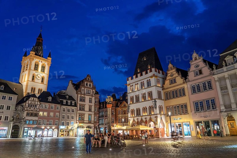 Houses, skyline on the main market square in the city centre of Trier, Rhineland-Palatinate, Germany, Europe