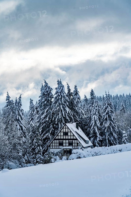 Winter in Sauerland, Hochsauerlandkreis, at Kahler Asten, near Winterberg, few tourists, visitors, during the lockdown in January 2021, North Rhine-Westphalia, Germany, Europe