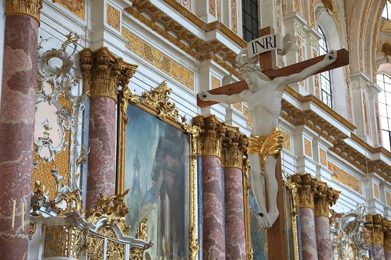 Interior of the Cistercian Abbey Church Fürstenfeld in Fürstenfeldbruck, Upper Bavaria, Bavaria, Germany, Europe