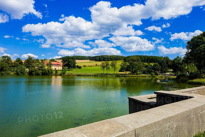 The Dittmannsdorfer Teich is a reservoir of the Freiberg district watercourse in Saxony, Dittmannsdorfer Teich, Dittmannsdorf, Saxony, Germany, Europe