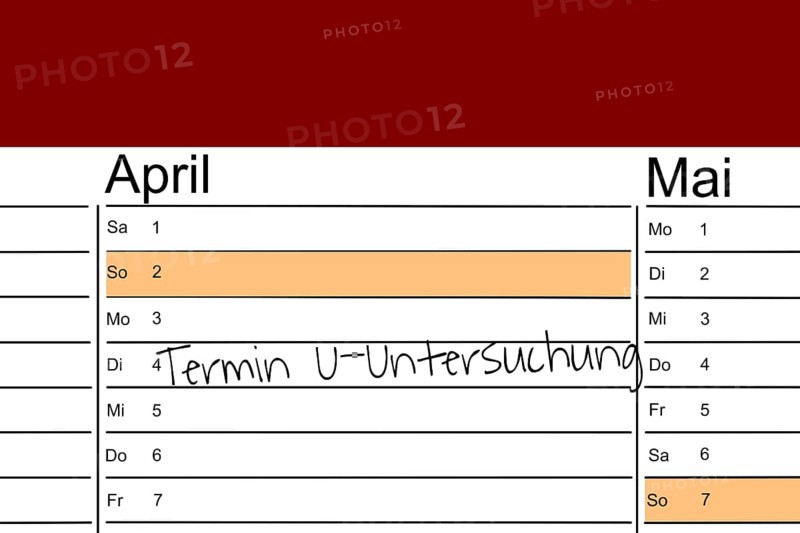 Symbolic image: Appointment diary with note for a U-examination appointment (children)
