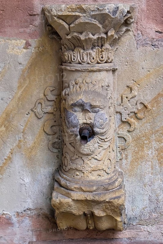 Fountain at a historic winegrower's house, St. Martin, Southern Palatinate, Palatinate, Rhineland-Palatinate, Germany, North America