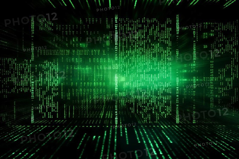 Green dynamic digital data streams, showcasing flowing lines of code in a mesmerizing pattern, ideal for representing advanced computing, cybersecurity, and the intricate world of programming, AI generated