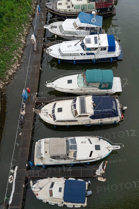 Ruhrorter-Yacht-Club e.V. marina, in the former railway basin, on the Rhine, in Duisburg-Ruhrort, North Rhine-Westphalia, Germany, Europe