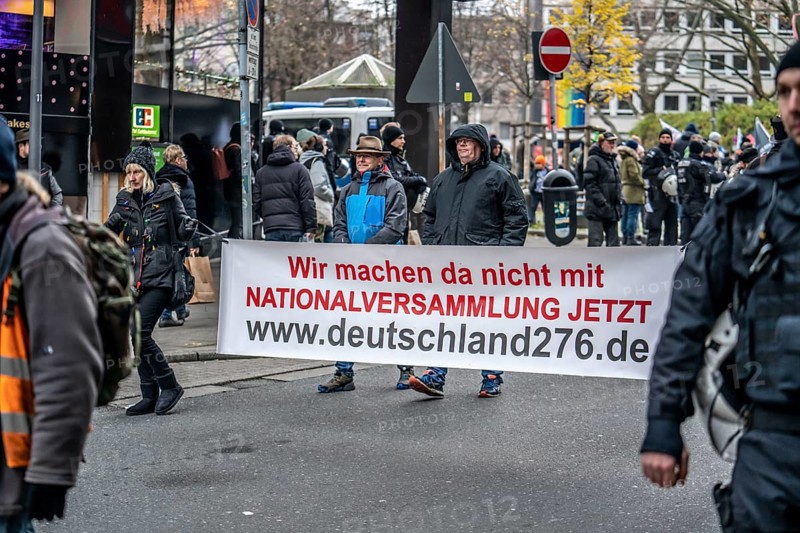 Demo by the group North Rhine-Westphalia Erwacht, a mixture of anti-vaccination activists, lateral thinkers, right-wing radicals, conspiracy theorists, nationalists, Essen, North Rhine-Westphalia, Germany, Europe