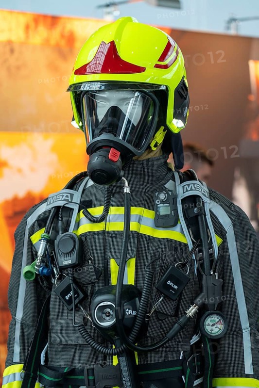 Breathing apparatus, personal protective equipment, clothing for firefighters, Interschutz 2022 trade fair in Hanover, the world's largest trade fair for fire, rescue and disaster control technology, equipment, over 1300 exhibitors from 50 countries, disaster control