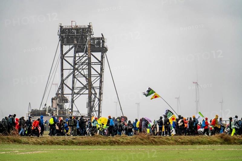 Demonstration against the demolition of the lignite village of Lützerath, from the village of Keyenberg the demonstrators marched to the edge of the Garzweiler open-cast mine and on to the rest of the village of Lützerah, Erkelenz, North Rhine-Westphalia, Germany, Europe