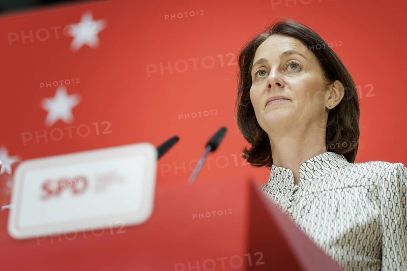 Katarina Barley, SPD lead candidate for the 2024 European elections, at a press conference following the SPD Presidium meeting after the European elections at Willy Brandt Haus in Berlin, 10 June 2024