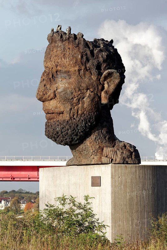 Echo of Poseidon, sculpture by sculptor Markus Lüpertz, Mercatorinsel, Ruhrort, Duisburg, North Rhine-Westphalia, Germany, Europe