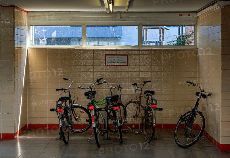 Interior photo, Nordbahnhof S-Bahn station on the former demarcation line of the inner-German border, Berlin, Germany, Europe